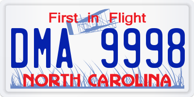 NC license plate DMA9998