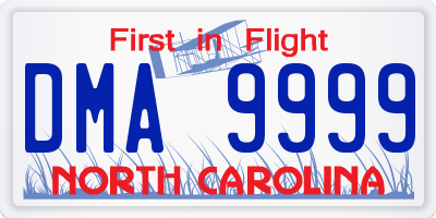 NC license plate DMA9999