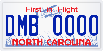 NC license plate DMB0000