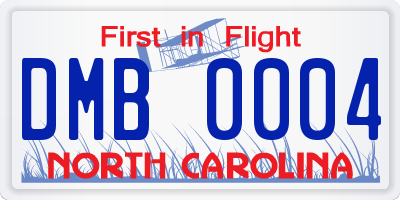 NC license plate DMB0004