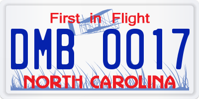 NC license plate DMB0017