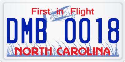 NC license plate DMB0018