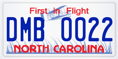 NC license plate DMB0022