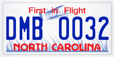 NC license plate DMB0032