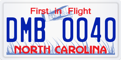 NC license plate DMB0040