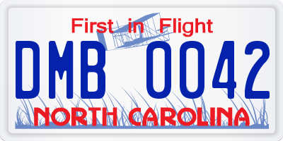 NC license plate DMB0042
