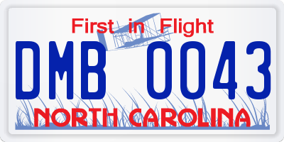 NC license plate DMB0043