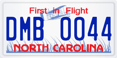 NC license plate DMB0044
