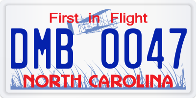 NC license plate DMB0047