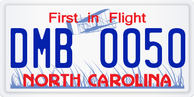 NC license plate DMB0050