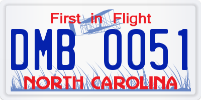 NC license plate DMB0051