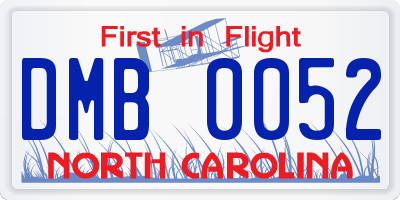 NC license plate DMB0052