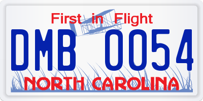 NC license plate DMB0054