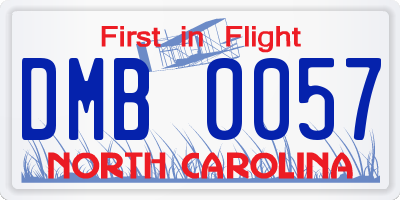 NC license plate DMB0057