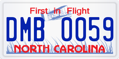 NC license plate DMB0059