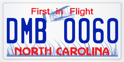 NC license plate DMB0060