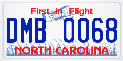 NC license plate DMB0068
