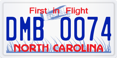 NC license plate DMB0074