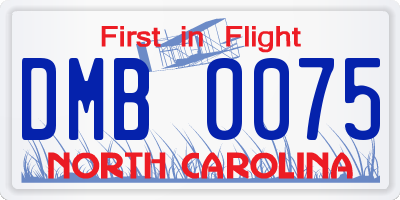 NC license plate DMB0075