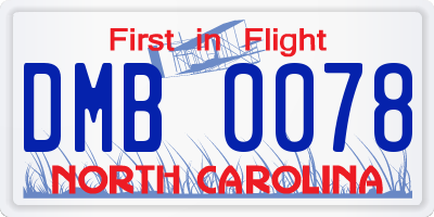 NC license plate DMB0078