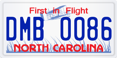 NC license plate DMB0086