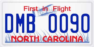 NC license plate DMB0090