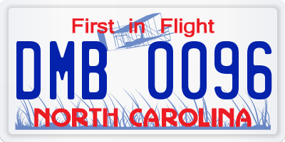 NC license plate DMB0096