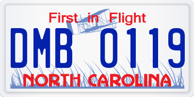 NC license plate DMB0119