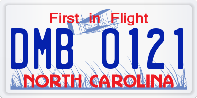 NC license plate DMB0121