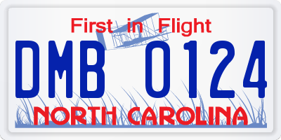 NC license plate DMB0124