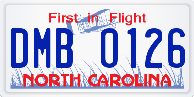 NC license plate DMB0126