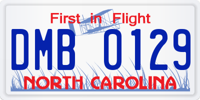 NC license plate DMB0129