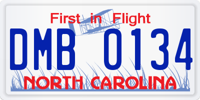 NC license plate DMB0134
