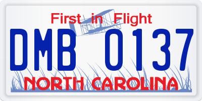 NC license plate DMB0137