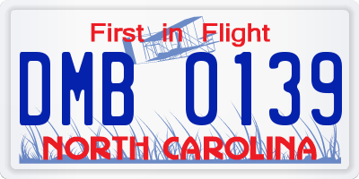 NC license plate DMB0139