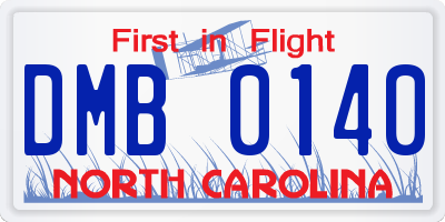 NC license plate DMB0140