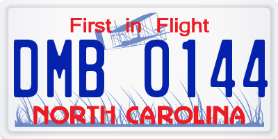 NC license plate DMB0144