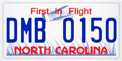 NC license plate DMB0150
