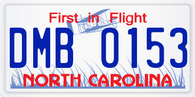 NC license plate DMB0153
