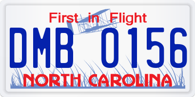NC license plate DMB0156