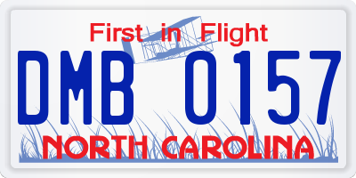 NC license plate DMB0157