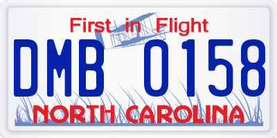 NC license plate DMB0158