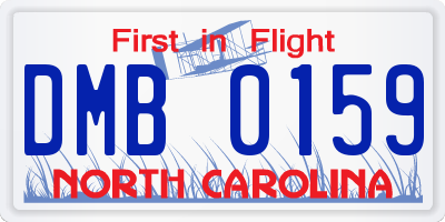 NC license plate DMB0159
