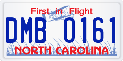 NC license plate DMB0161