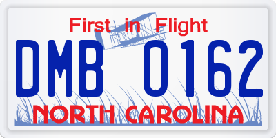 NC license plate DMB0162