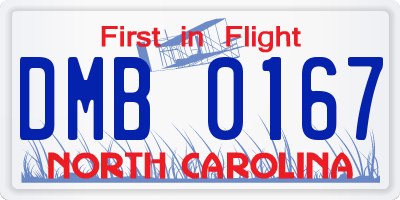 NC license plate DMB0167