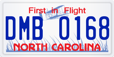 NC license plate DMB0168