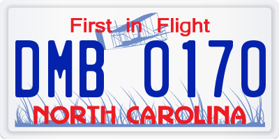 NC license plate DMB0170