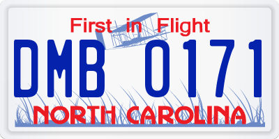 NC license plate DMB0171