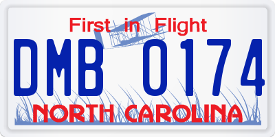 NC license plate DMB0174